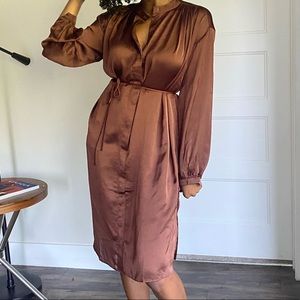 Brown maxi satin dress